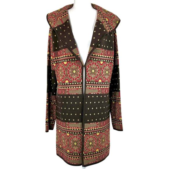 Icelandic 100% Merino Wool Cardigan Duster Nordic Fair Isle Ski Cabin Luxury XL - Picture 1 of 12